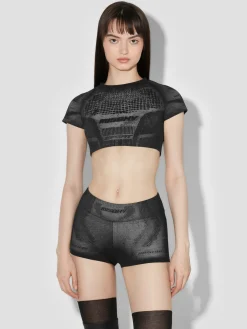 Activewear Printed Jersey Cropped T-Shirt