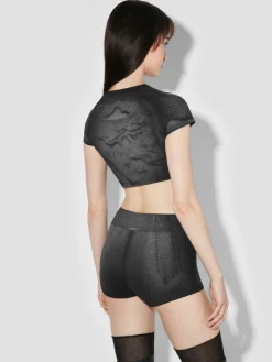 Activewear Printed Jersey Cropped T-Shirt