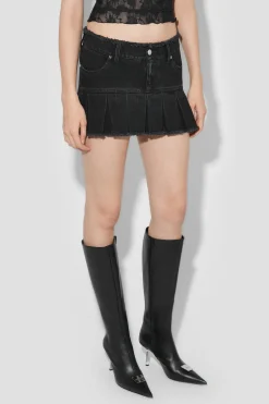 Denim Pleated Skirt