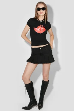 Denim Pleated Skirt