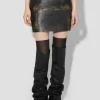 Distressed Leather Mini Skirt