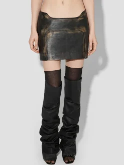 Distressed Leather Mini Skirt
