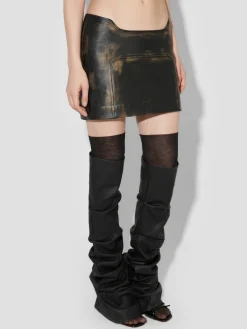 Distressed Leather Mini Skirt