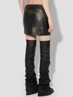 Distressed Leather Mini Skirt