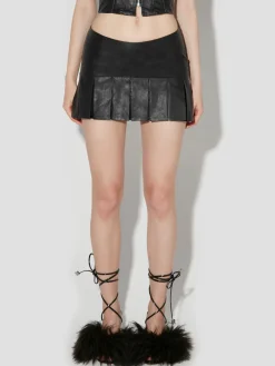Faux Leather School Mini Skirt