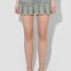 Jacquard Denim Monogram Pleated Skirt