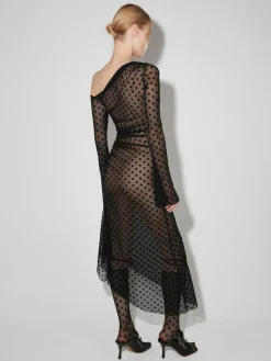 Mesh Monogram Dropped Shoulder Midi Dress