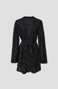 Velour Monogram Short Robe