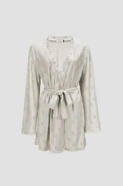 Velour Monogram Short Robe